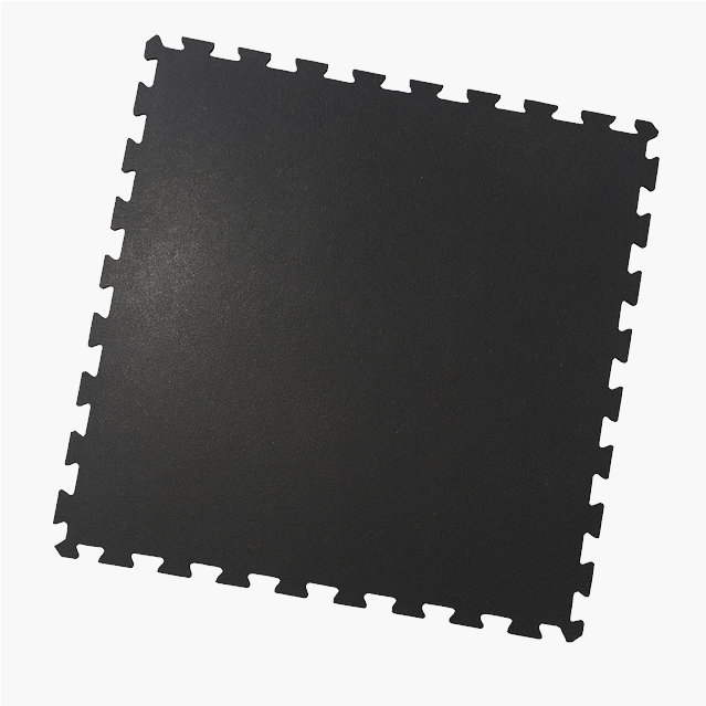 Tapete para Piso de Gimnasio Ensamblable - Loseta de Hule Modular Tapete modular de hule para gimnasio con sistema de ensamble tipo rompecabezas, color negro con motas de colores, ideal para áreas de pesas y ejercicio